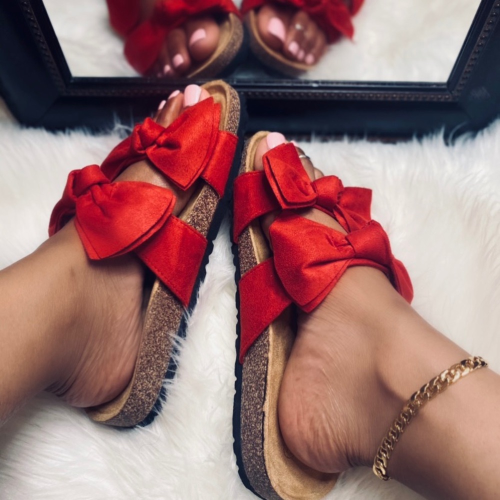 🚨Karlie🚨- Red Dual Bow Sandal